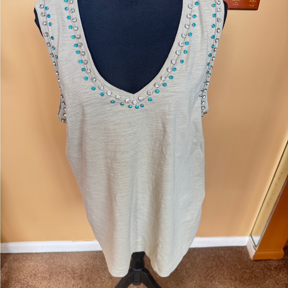 Vocal Gray Camisole with Blue and Silver Accents